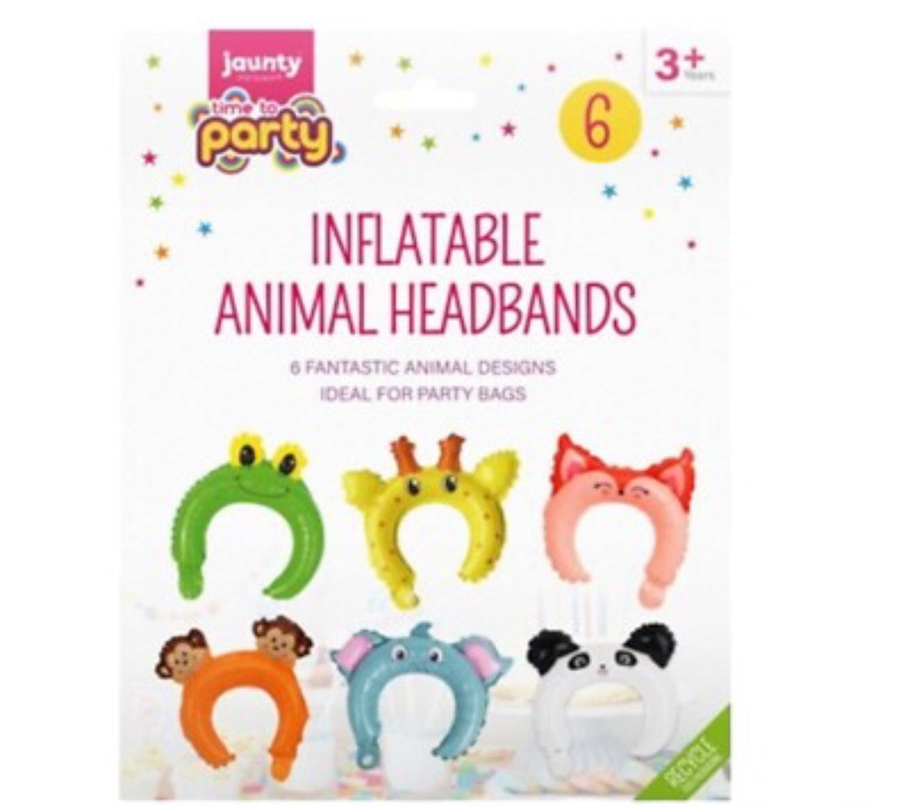 JAUNTY PARTYWARE INFLATABLE HEADBANDS ASSORTED ANIMALS