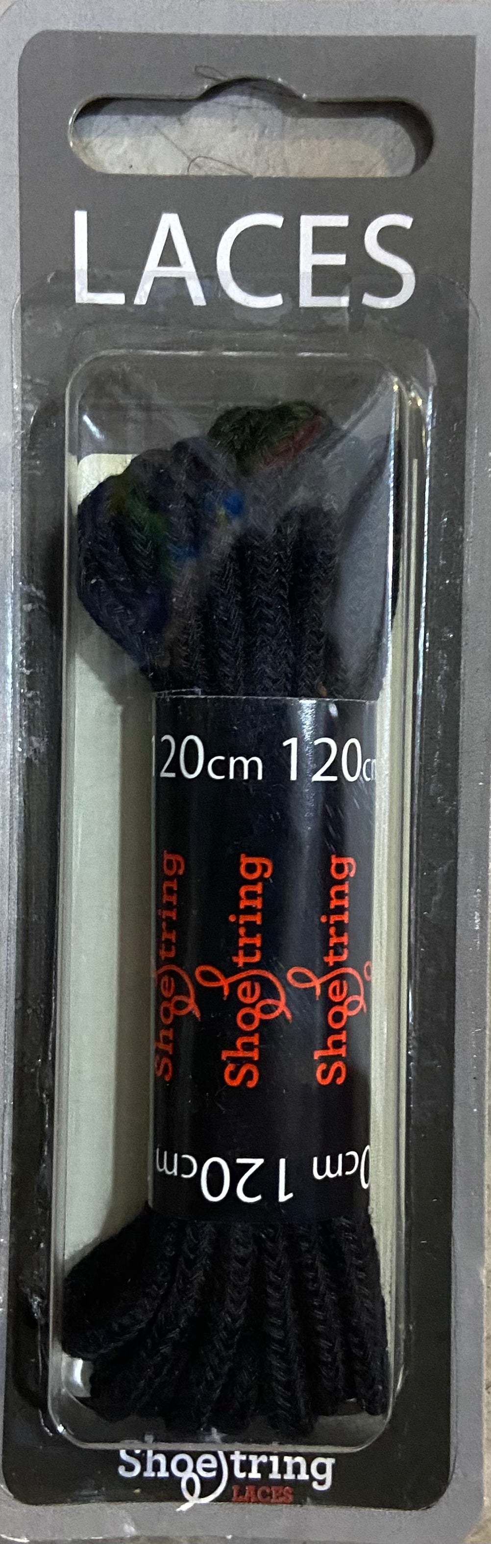 SHOE STRING LACES 120cm BLACK ROUND