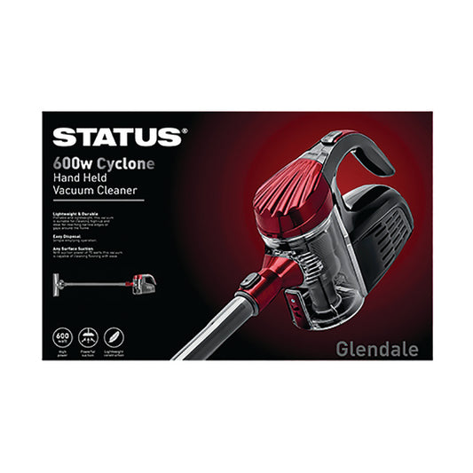 Glendale - Red/Grey - 600w Cyclone Vacuum -1 pk - in Glossy Retail Box