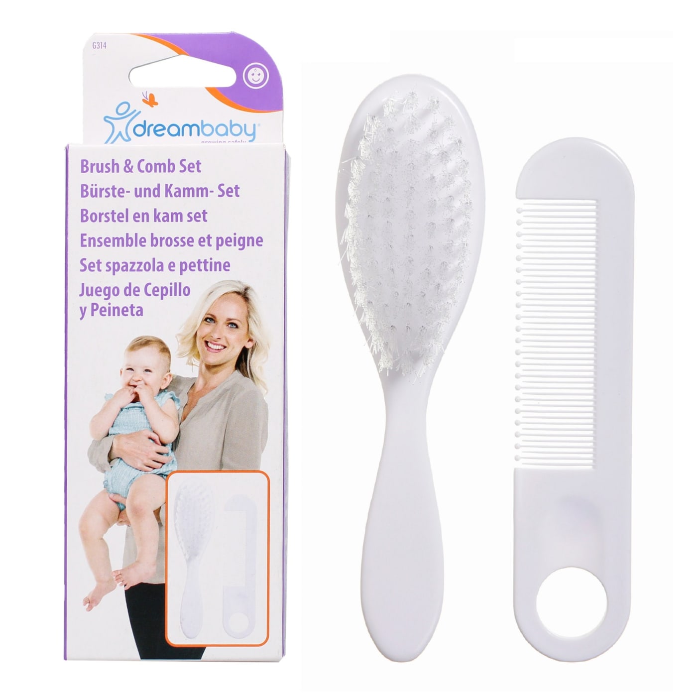 DREAMBABY BRUSH & COMB WHITE 2PC