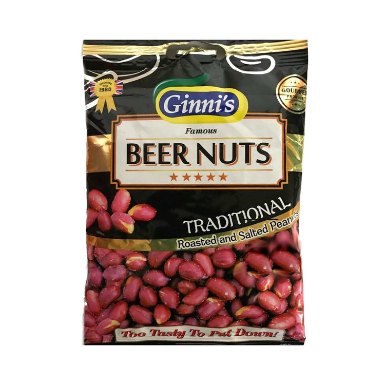 Ginni's Traditional Beer Nuts Vegan Friendly Roasted and Salted Peanuts 90g