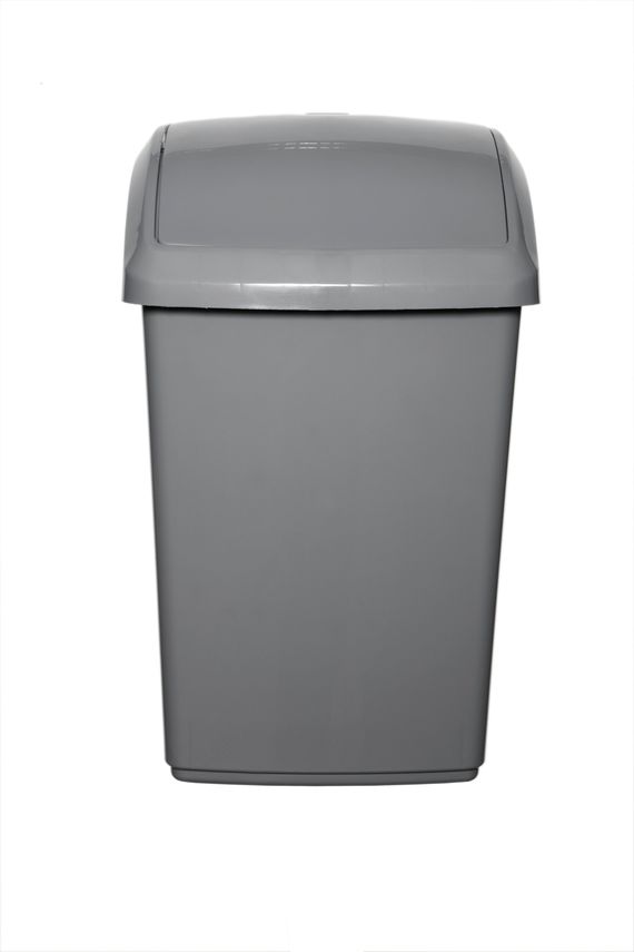 50L Large Swing Top Bin - Silver