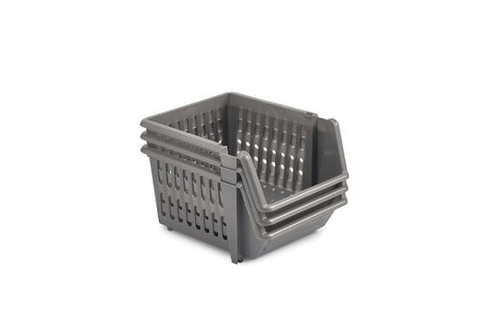 18CM STACKING BASKET SET OF 3 SILVER