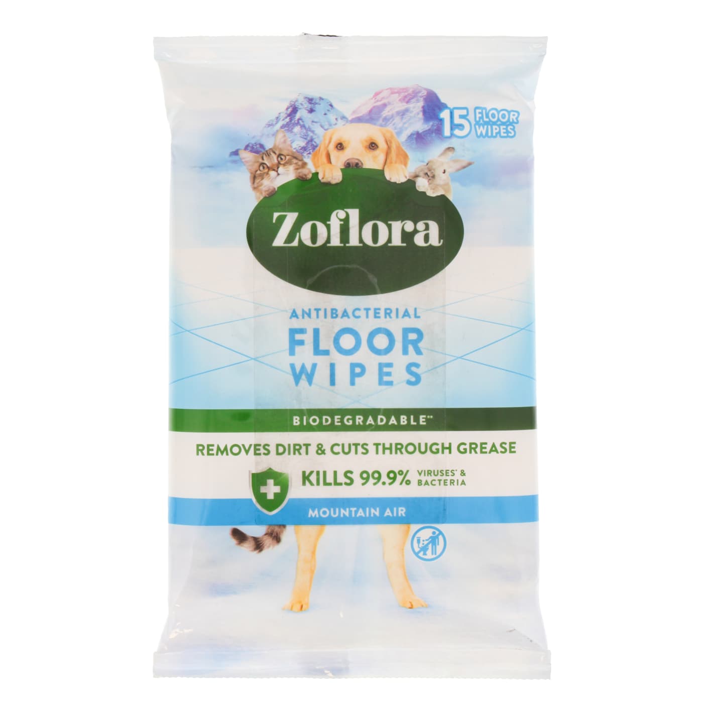 ZOFLORA FLOOR WIPES MOUNTAIN AIR 15'S