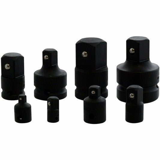 8pc Air Impact Socket Adapter Set Converter Reducer Black Garage