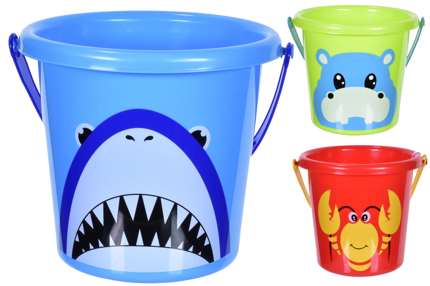 Seau de plage hippopotame, requin et homard de taille moyenne – Jouet de plage mignon et fonctionnel pour enfants