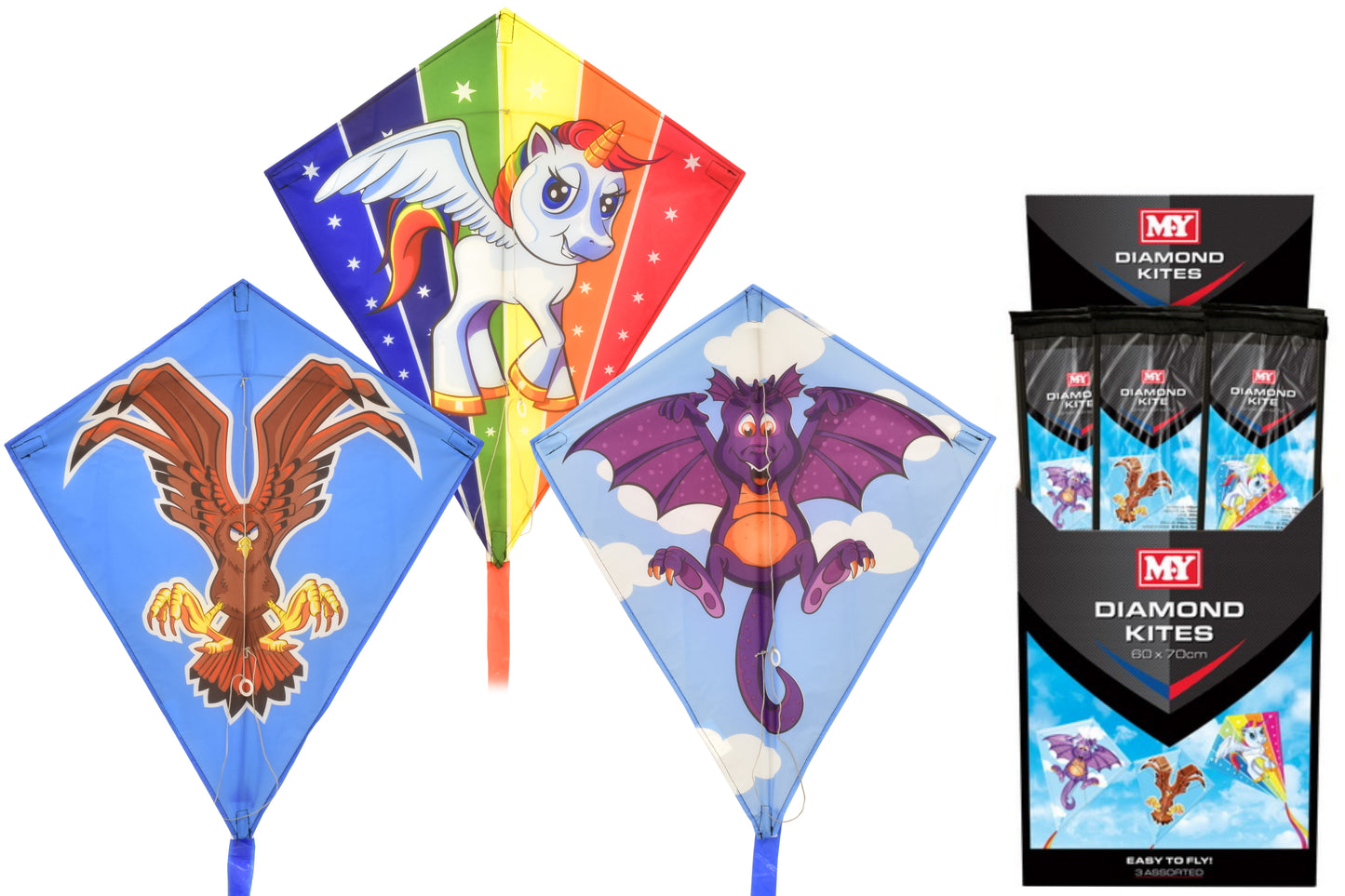Cerf-volant losange en nylon de haute qualité de 60 cm x 70 cm, idéal pour les enfants et les adultes
