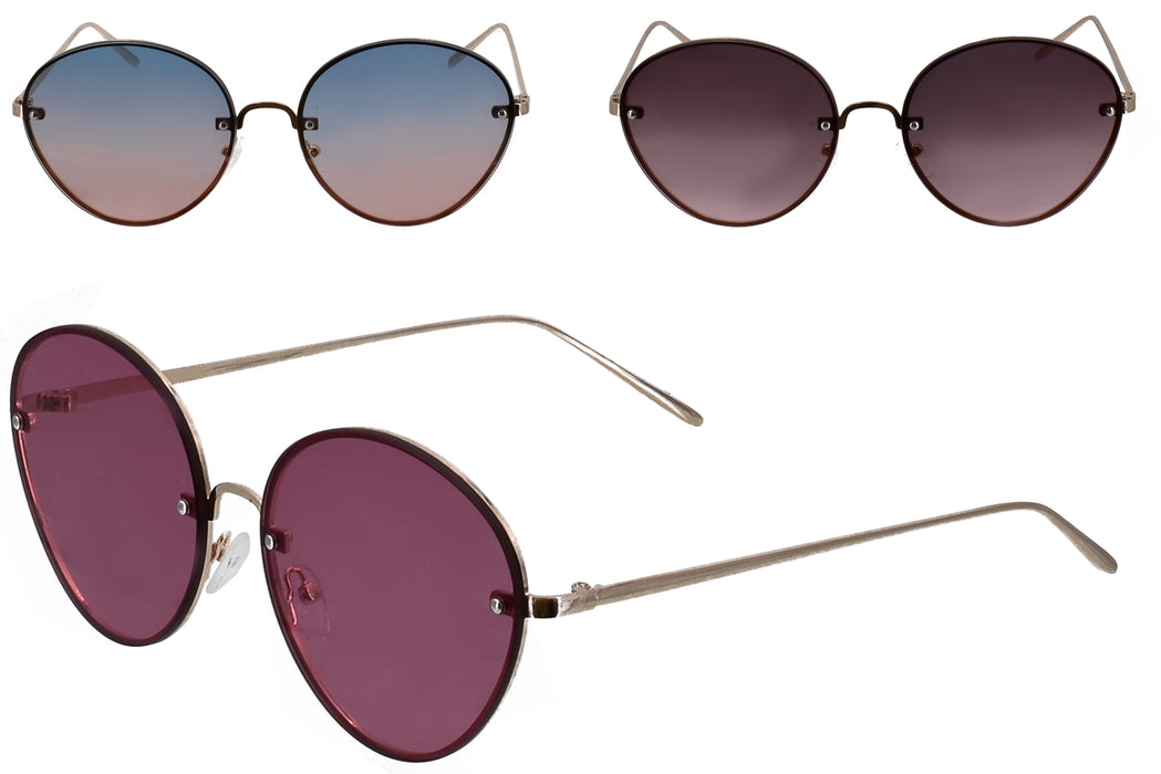 Ladies Round Metal Frame Sunglasses Trendy Eyewear for Women