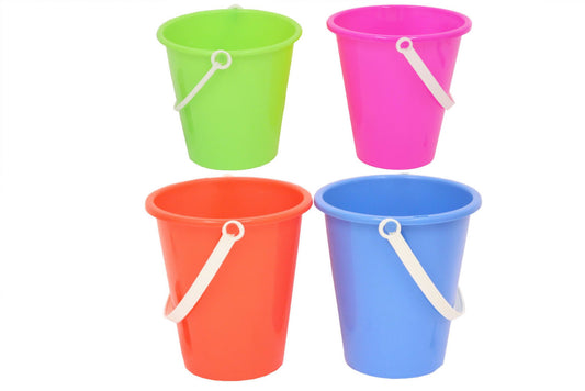 Seaux ronds néon de 17 cm, lot de 4 couleurs vives assorties, parfaits pour les fêtes et événements