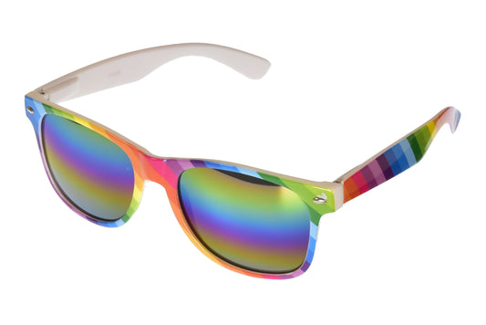 Unisex Plastic Rainbow Frame Wayfarer Sunglasses - Stylish Eye Protection for All Genders