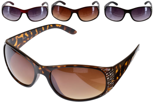 Stylish Ladies Plastic Frame Designer Sunglasses with Gem Embellishments