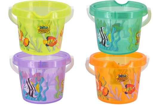 Transparent Coloured Baby Bucket "Hello Fishy" - Perfect for Bathtime Fun