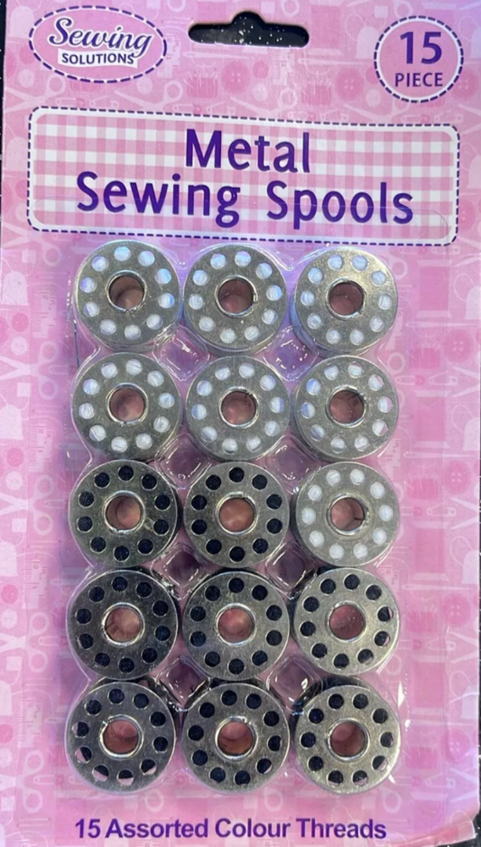 12 Metal Bobbins Spools Sewing Machine Reels Universal with Thread