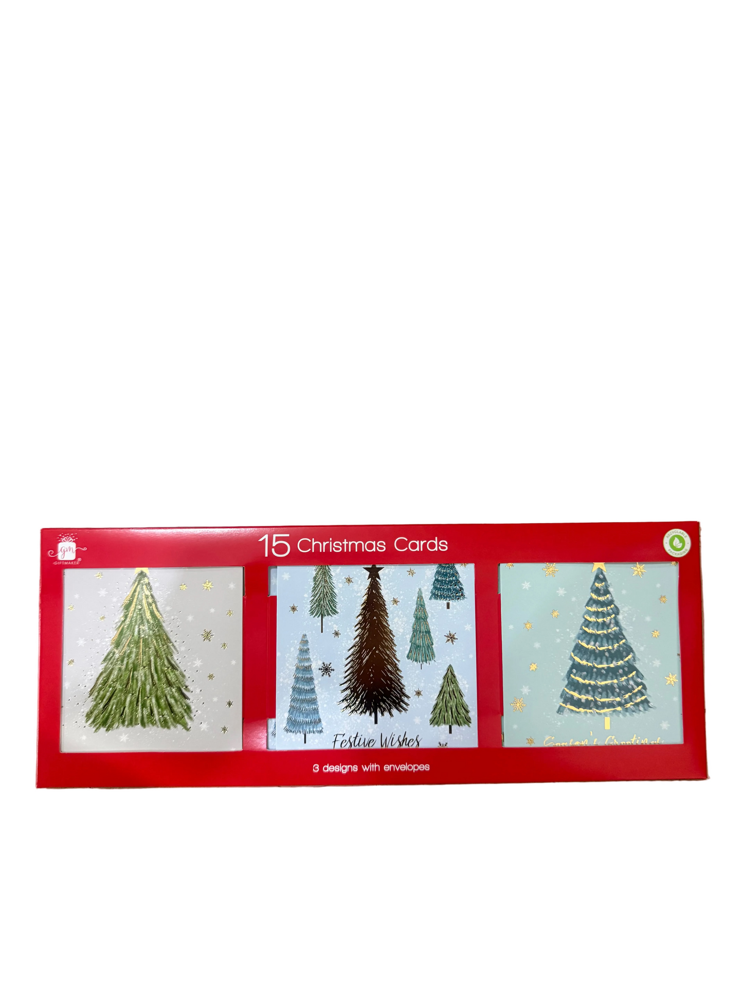 15 CHRISTMAS CARDS 3 DESIGNS WITH ENVELOPES