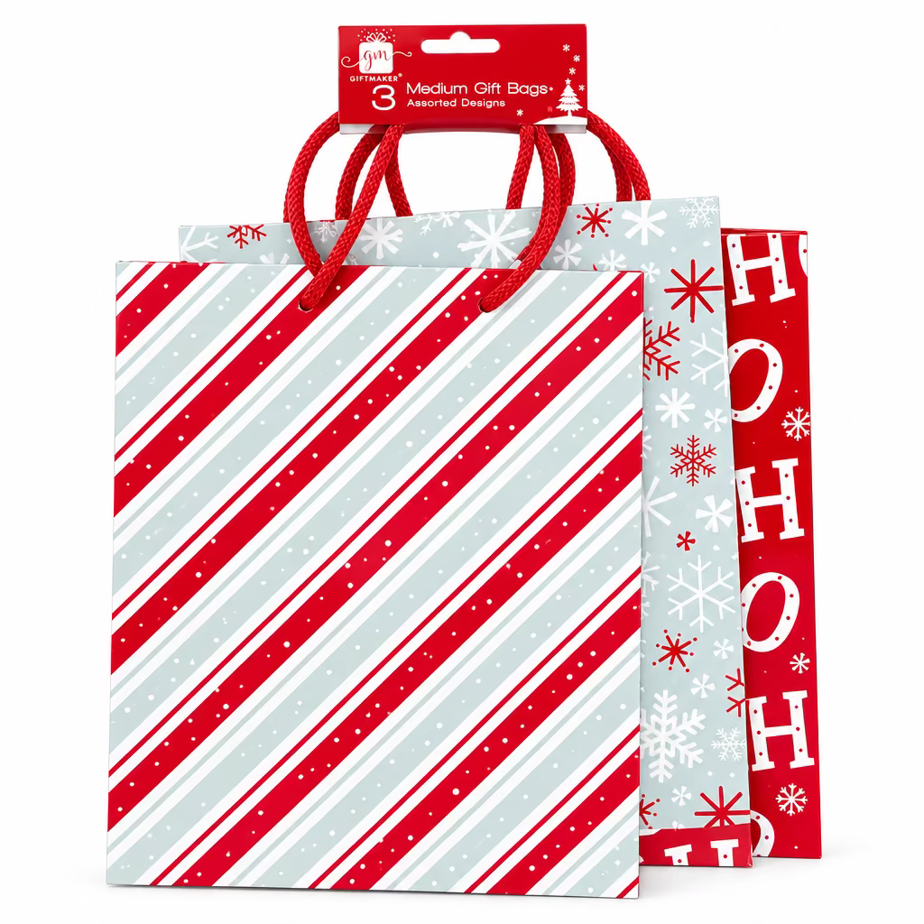 CHRISTMAS BAG MIX TRAD & CONTEMP PCK MEDIUM 3 ASSORTED DESIGNS