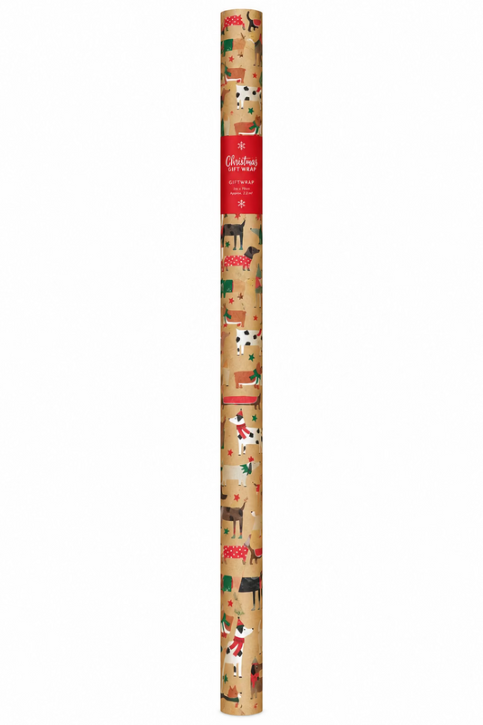 CHRISTMAS RECYCLABLE GIFT WRAP 2M RIBBED PET & CARS KRAFT ASSORTED DESIGN