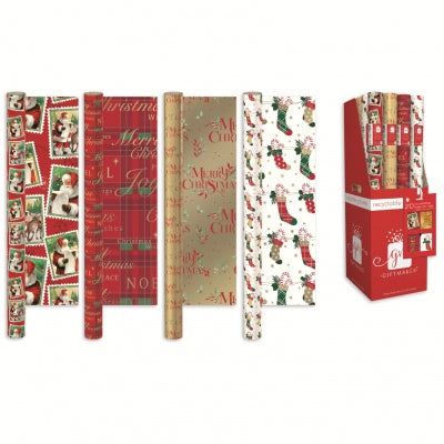 CHRISTMAS 4m ROLL WRAP ELEGANT TRADITIONS