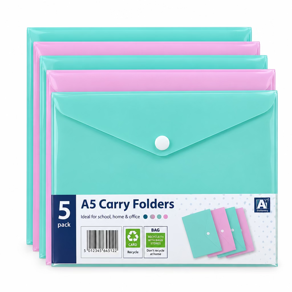 A4 CARRY FOLDERS 5pk
