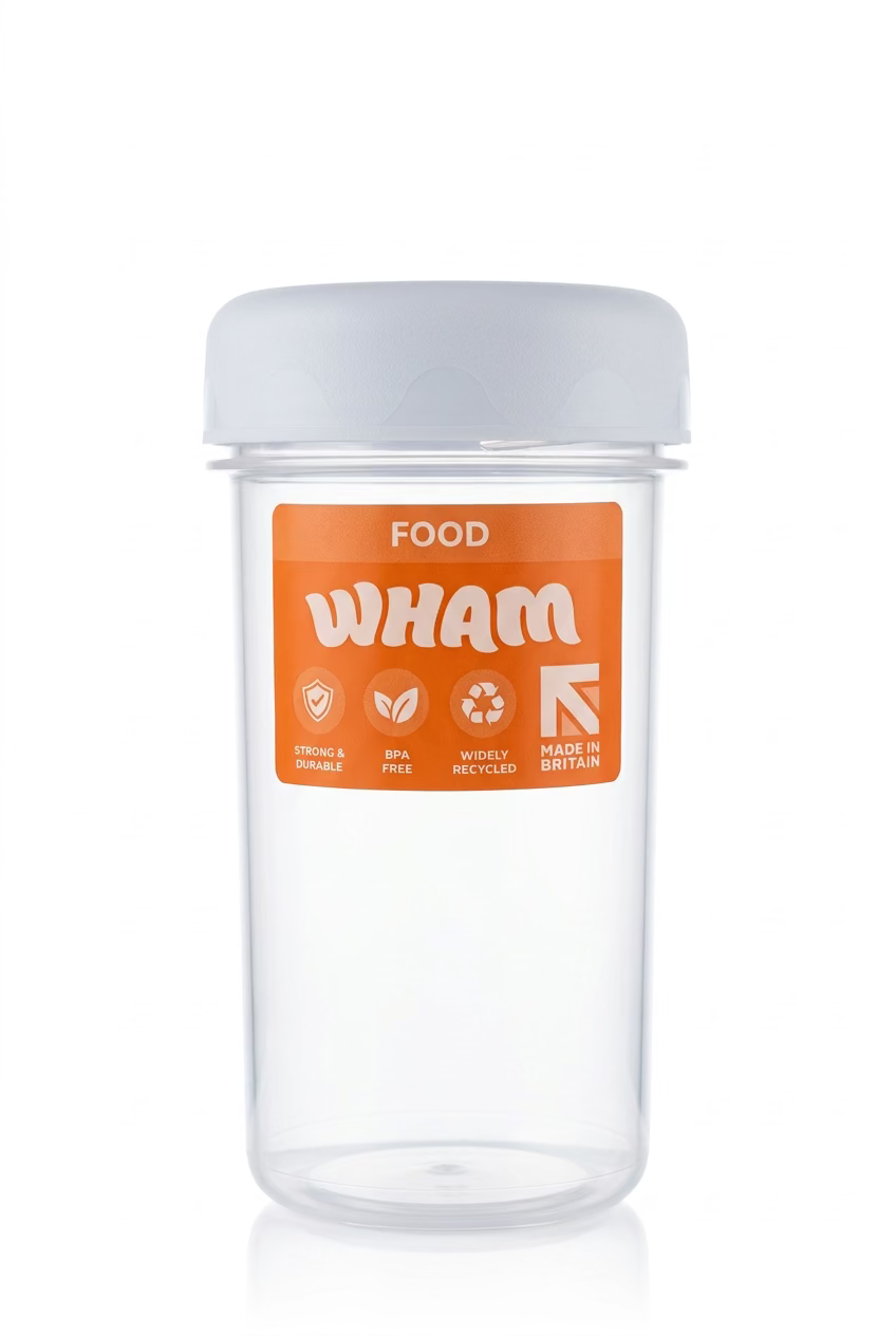 WHAM 350ml SCREW TOP BEAKER CLEAR WITH WHITE LID