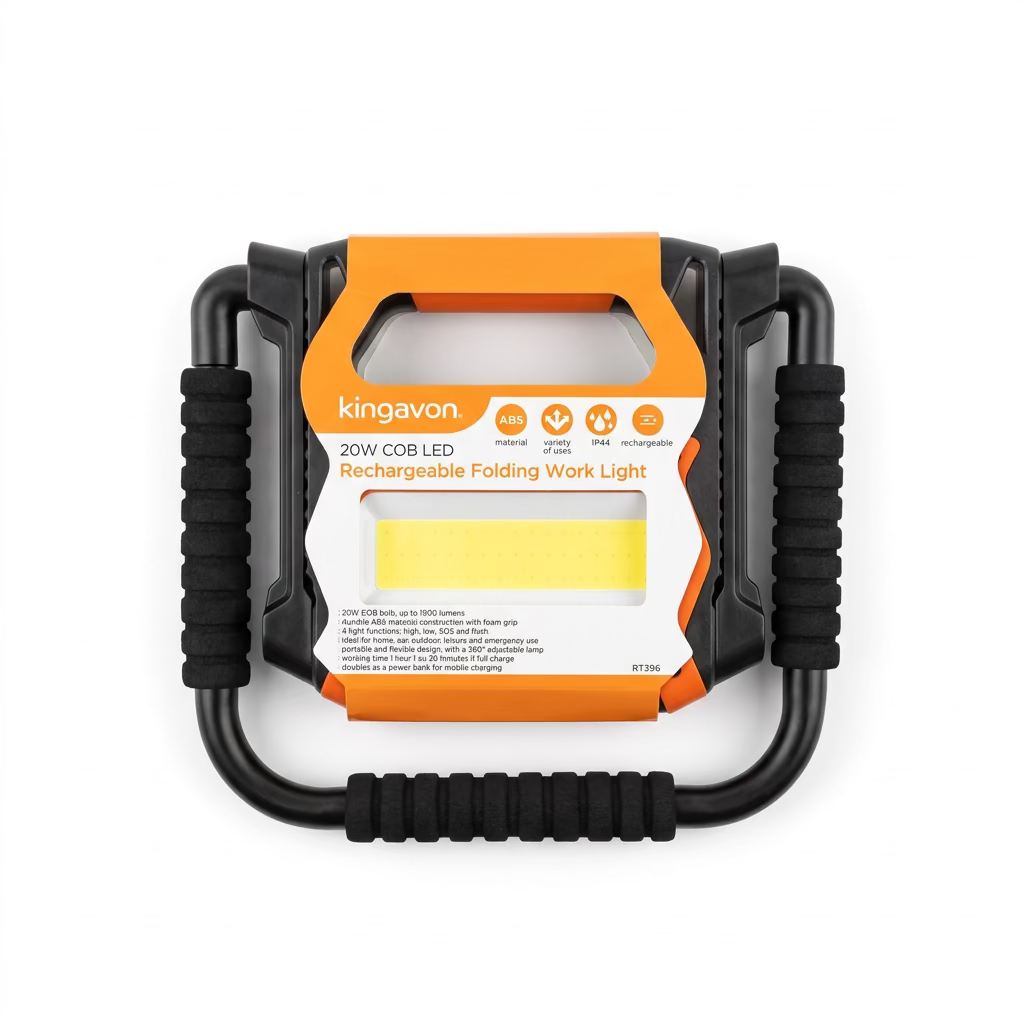 KINGAVON 20w COB LED RECHARGEABLE FOLDING WORK LIGHT
