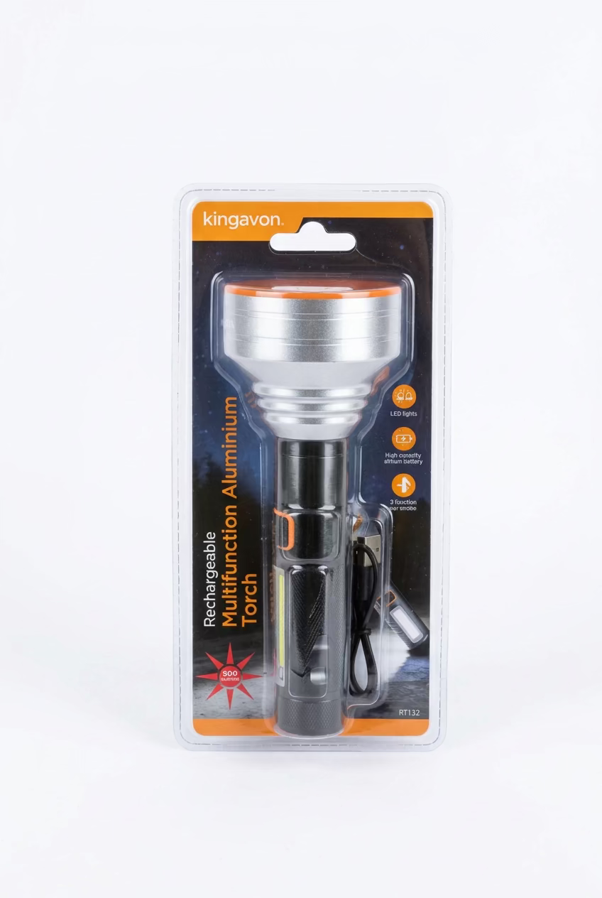 KINGAVON RECHARGEABLE MULTIFUNCTION ALUMINIUM TORCH