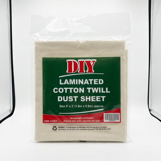 DIY LAMINATED COTTON TWILL DUST SHEET 1.8m X 0.9m