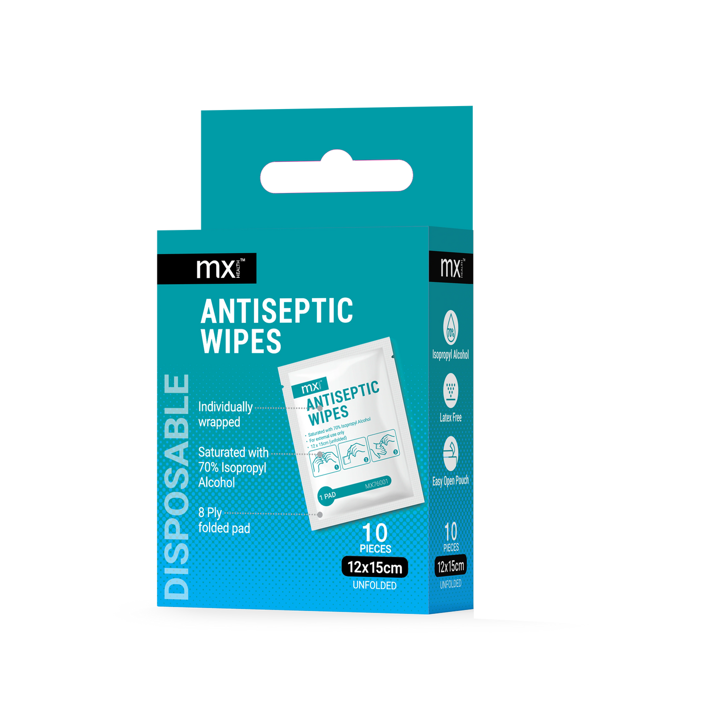 Lingettes Antiseptiques MX 10 Pièces 12x15cm