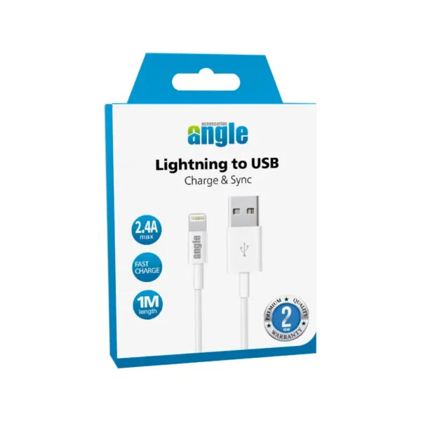 CÂBLE LIGHTNING COUDÉ VERS USB CHARGE RAPIDE ET SYNCHRONISATION 2.4A 1M