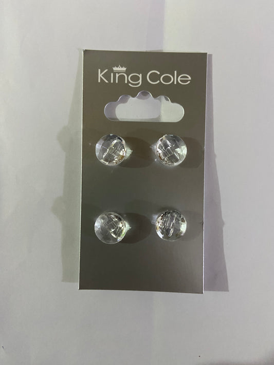 BOUTONS EFFET DIAMANT BOMBÉ TRANSPARENT x4