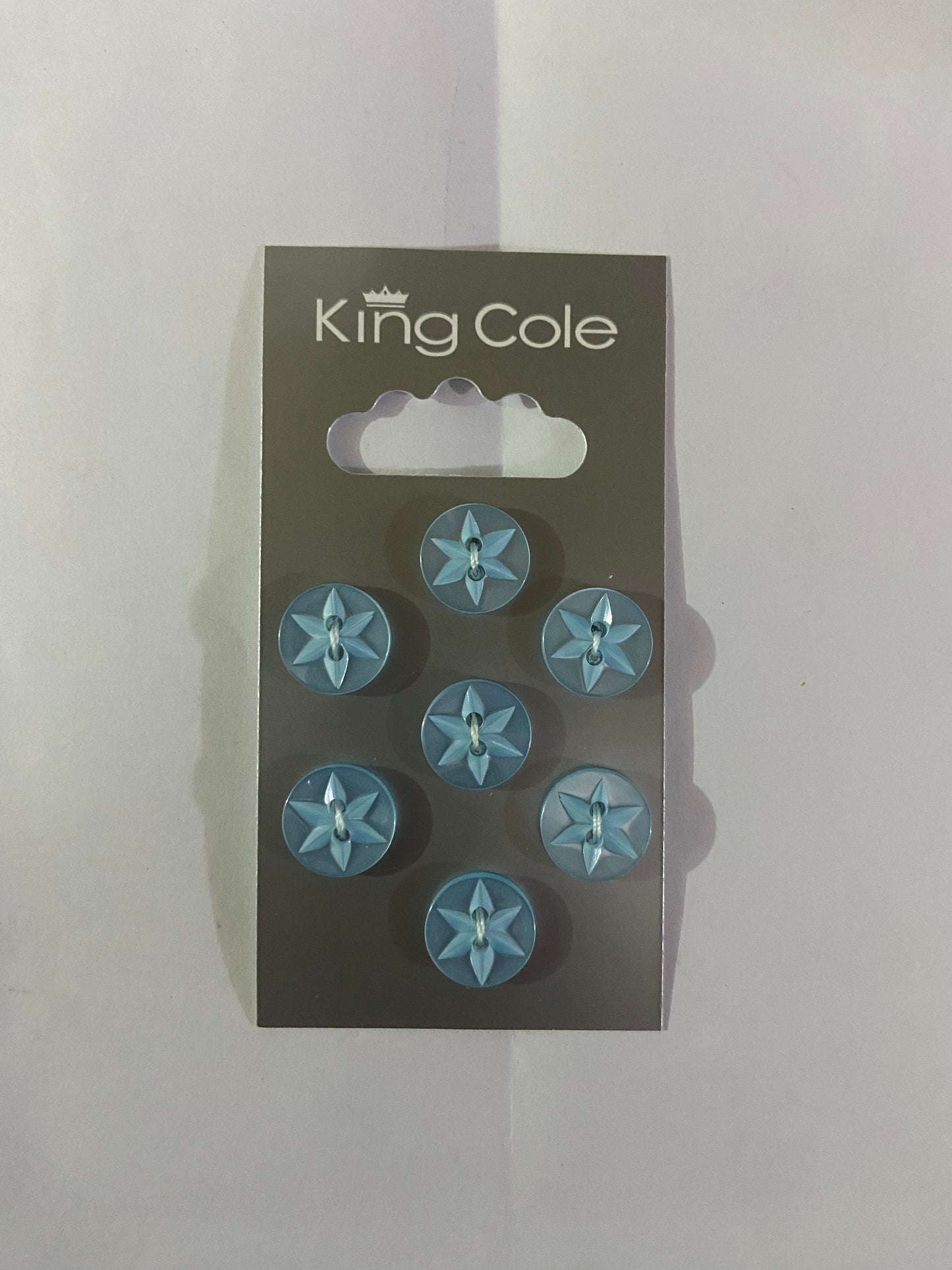 ROUND FLOWER EFFECT BUTTONS SMALL BLUE X7