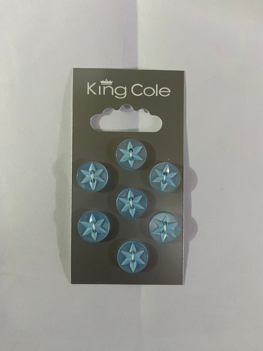 ROUND FLOWER EFFECT BUTTONS SMALL BLUE X7