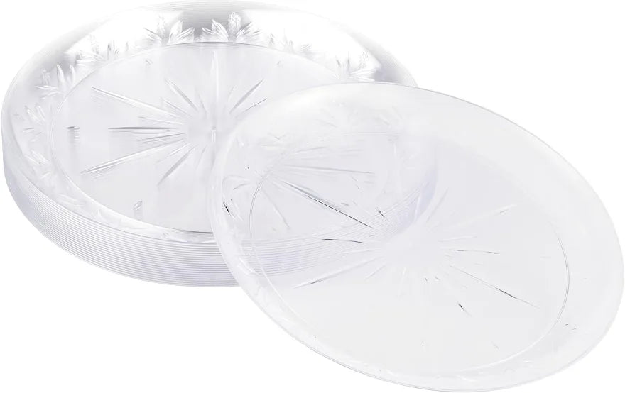 ESSENTIAL PLATINUM PLASTIC PLATE CLEAR 6” 12pck