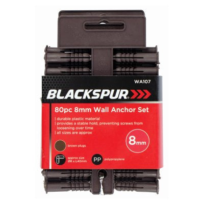 BLACKSPUR Ensemble de 80 chevilles murales de 8 mm