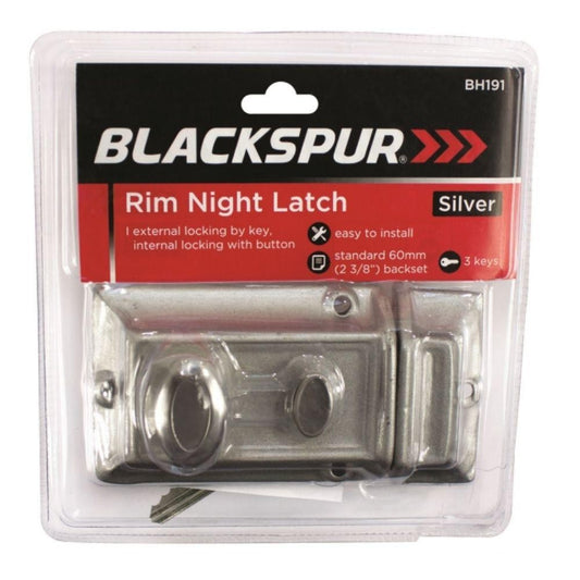 BLACKSPUR RIM NIGHT LATCH SILVER