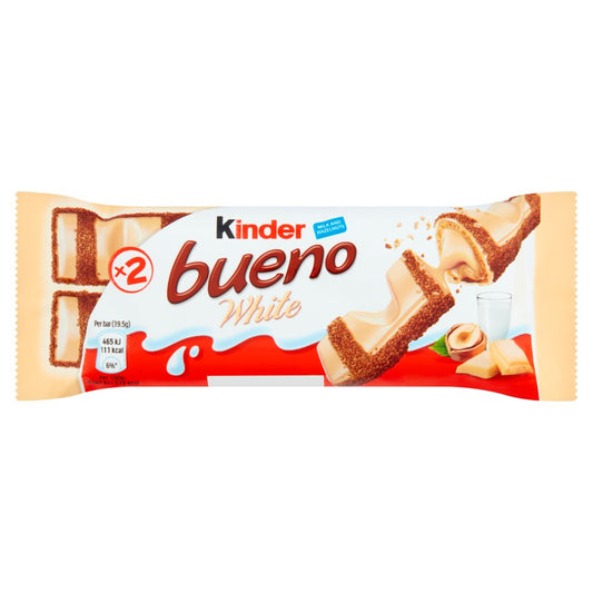 Kinder Bueno White Chocolate & Hazelnut Wafer Biscuit Snack Bar 39g