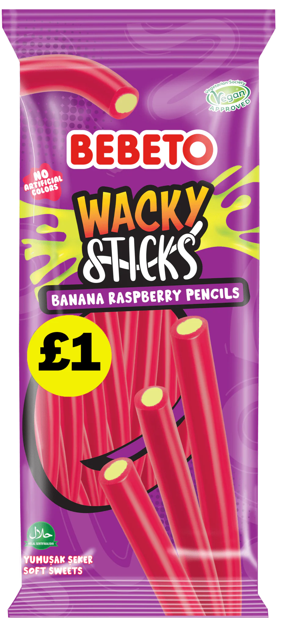 BEBETO WACKY STICKS CRAYONS BANANE FRAMBOISE 140g