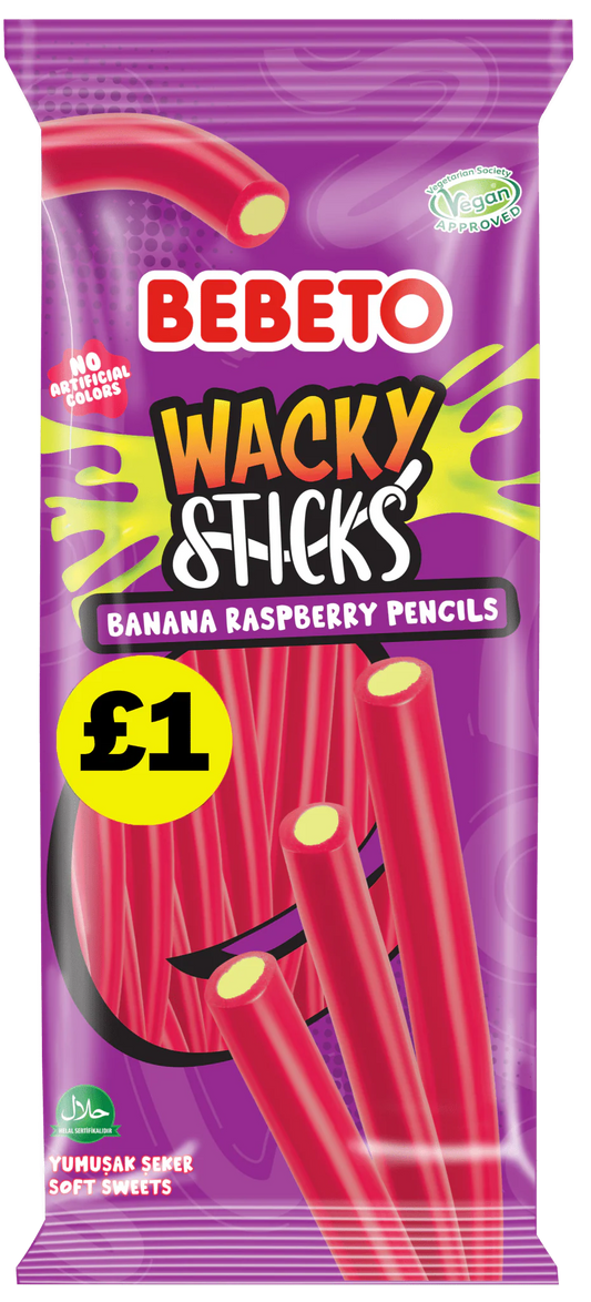 BEBETO WACKY STICKS BANANA RASPBERRY PENCILS 140g