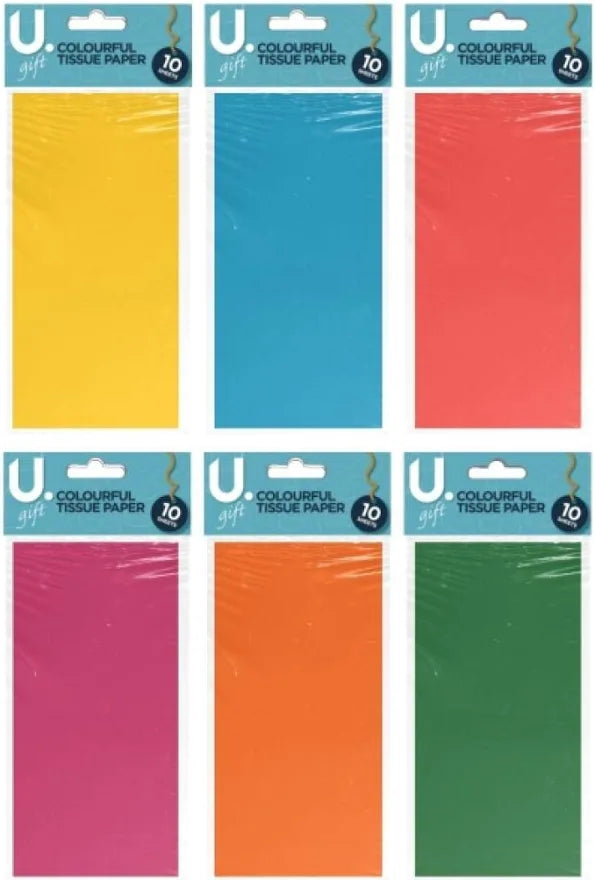 PASTEL TISSUE PAPER 6 ASSORTED DESIGNS 10 sheets
