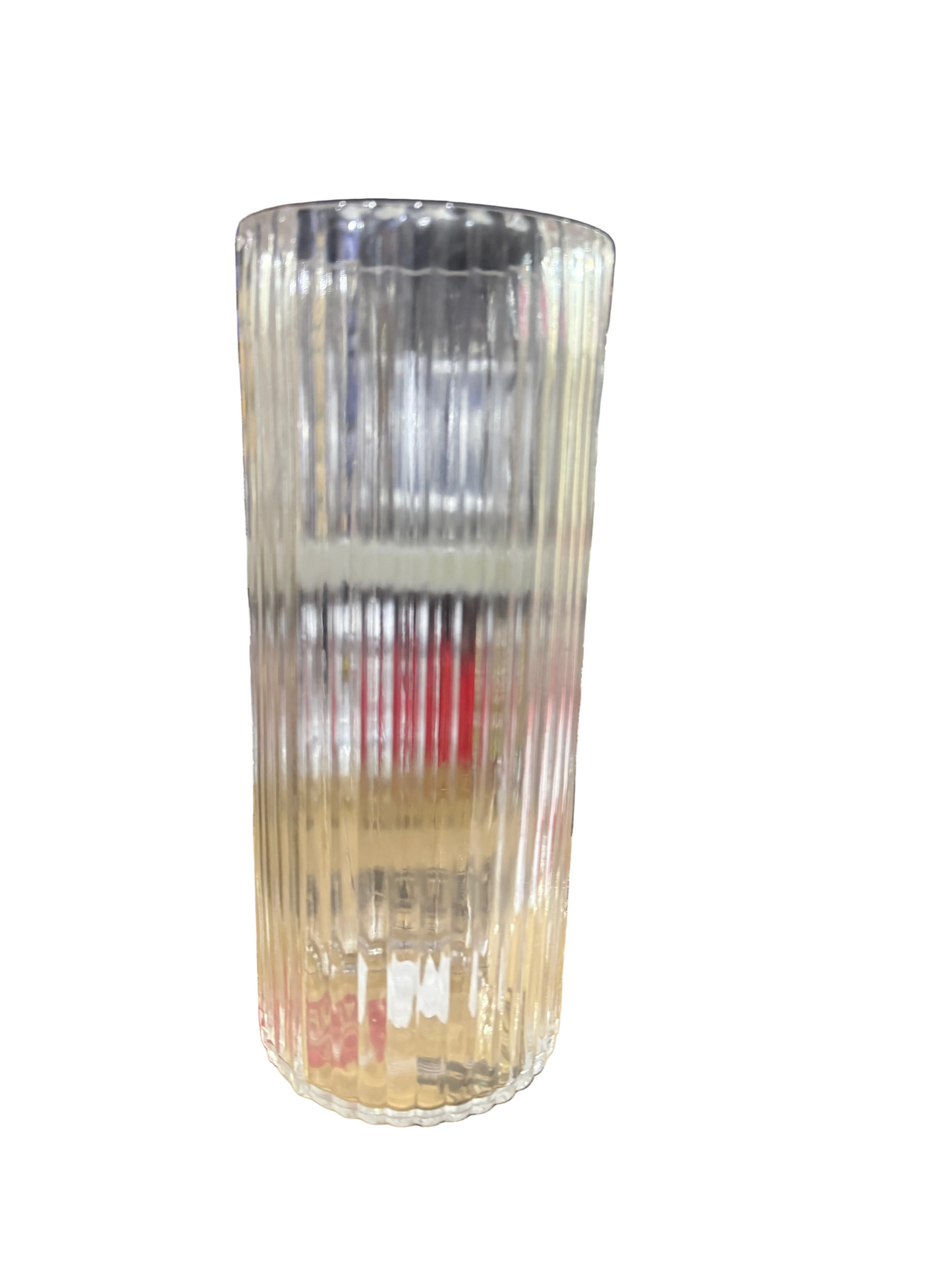 Steelex 30cm RIBBED CYLINDRICAL GLASS VASE -