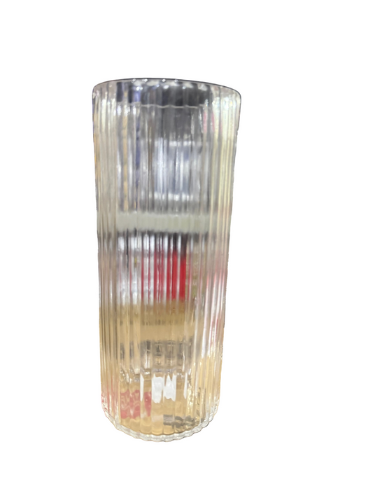 Vase en verre cylindrique cannelé Steelex 30cm -