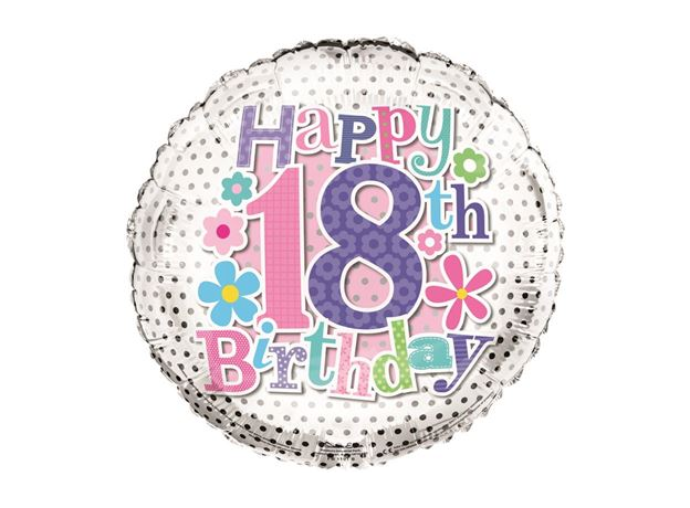 Simon Elvin 18 Inch Foil Balloon - Happy Birthday 18th Female