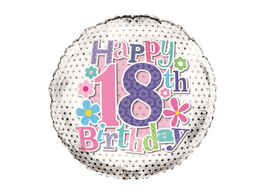 Simon Elvin 18 Inch Foil Balloon - Happy Birthday 18th Female