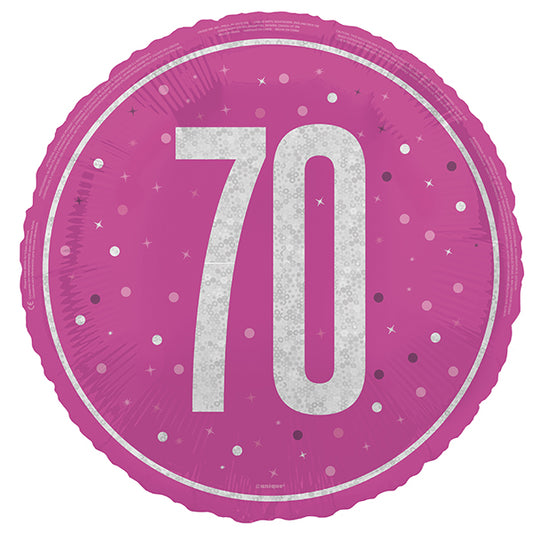 Ballon en aluminium rose scintillant de 18 pouces pour 70e anniversaire