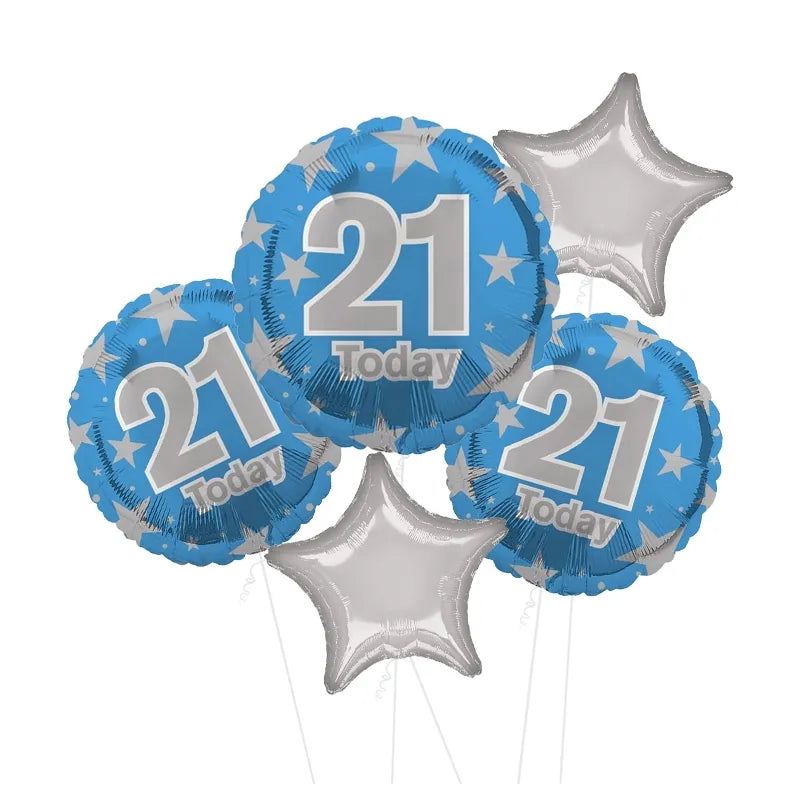 18in AGE 21 BLUE FOIL BALLOON