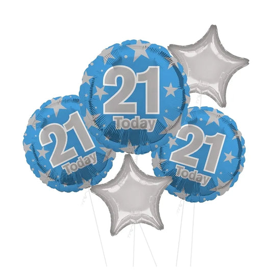 BALLON EN ALUMINIUM BLEU 21 ANS 45 CM