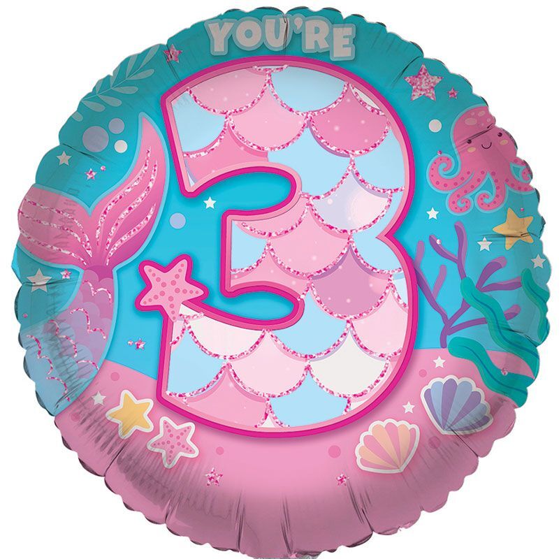 18in AGE 3 FEMALE FOIL BALLOON