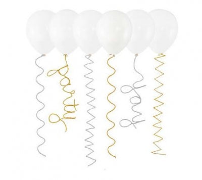 UNIQUE 6pk SILVER & GOLD PIPE CLEANER BALLOON TAILS