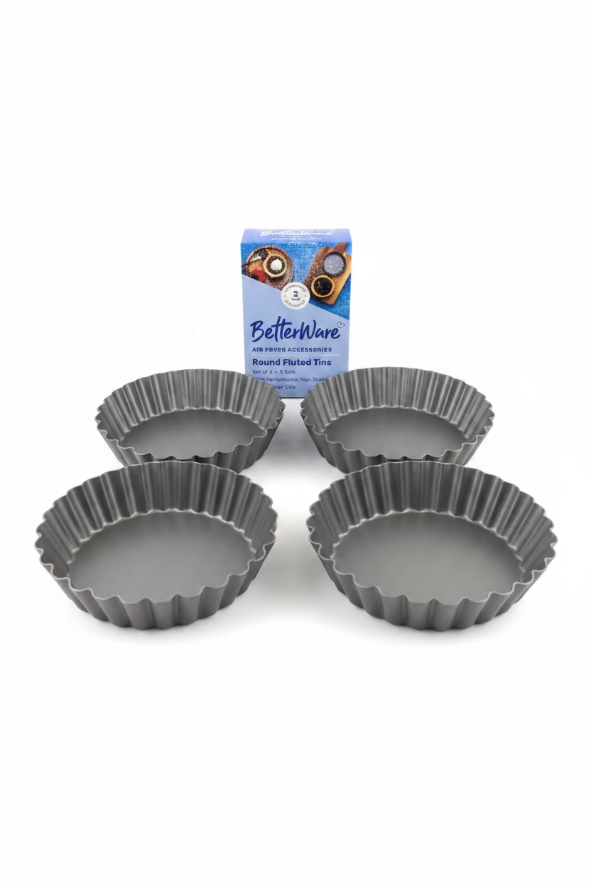 BETTERWARE ROUND FLUTED TINS 4 SET 8.5cm