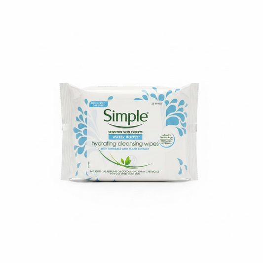 SIMPLE WATER BOOST HYDRATING CLEANSING WIPES 25wipes