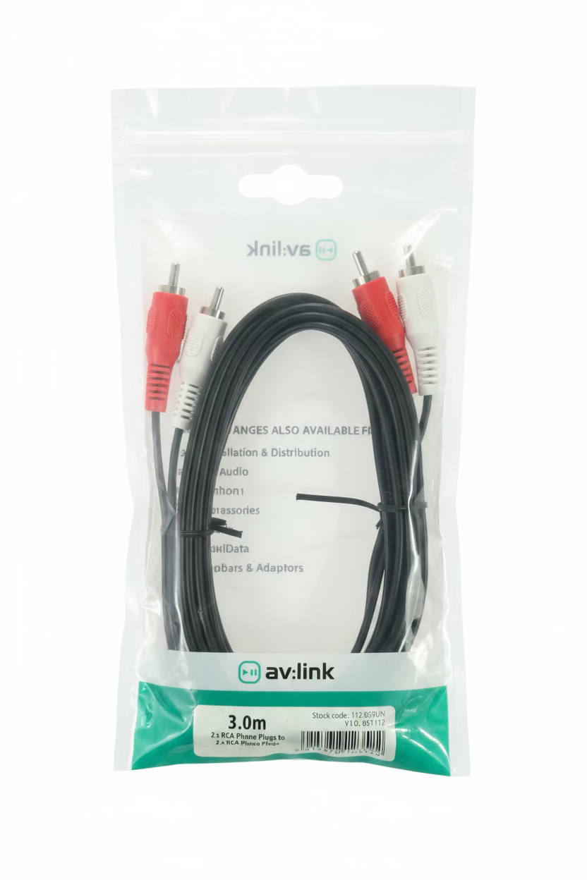 3.0m 2 x RCA PHONO PLUGS TO 2 x RCA PHONO PLUGS